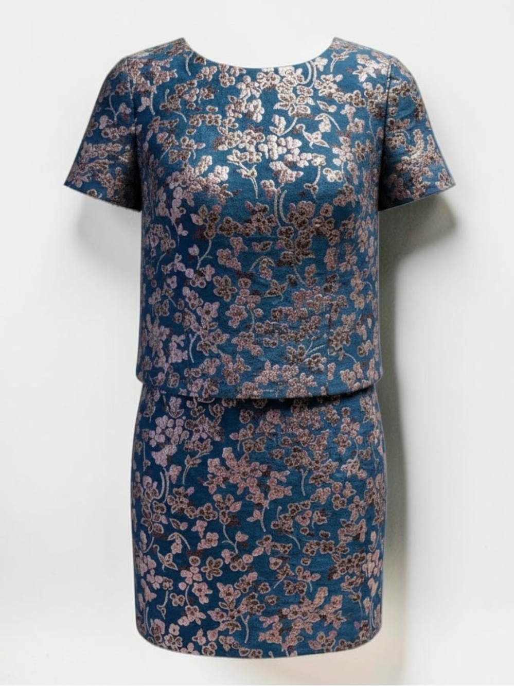 J. Crew Cherry Blossom Metallic Jacquard Two-Piece Skirt Set - Size 14